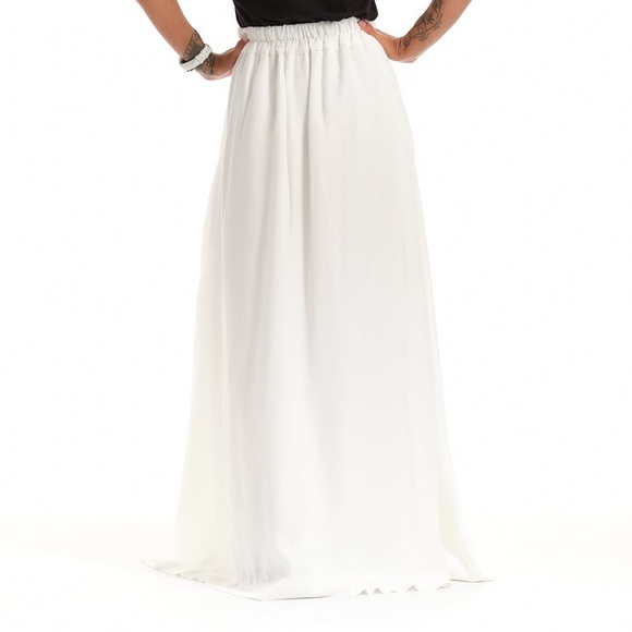 Locker Room High-Waisted White Maxi Skirt with Elastic Waistband Size S/M - Picture 3 of 11